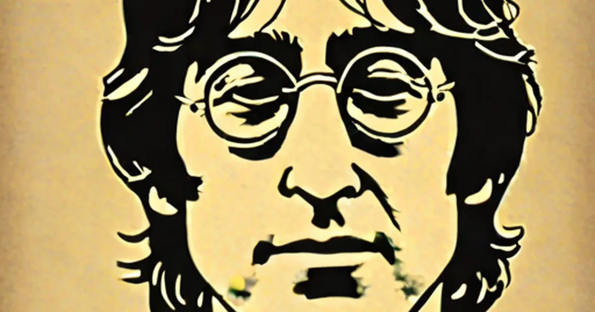 John Lennon in high-contrast pop art style with round glasses and long wavy hair