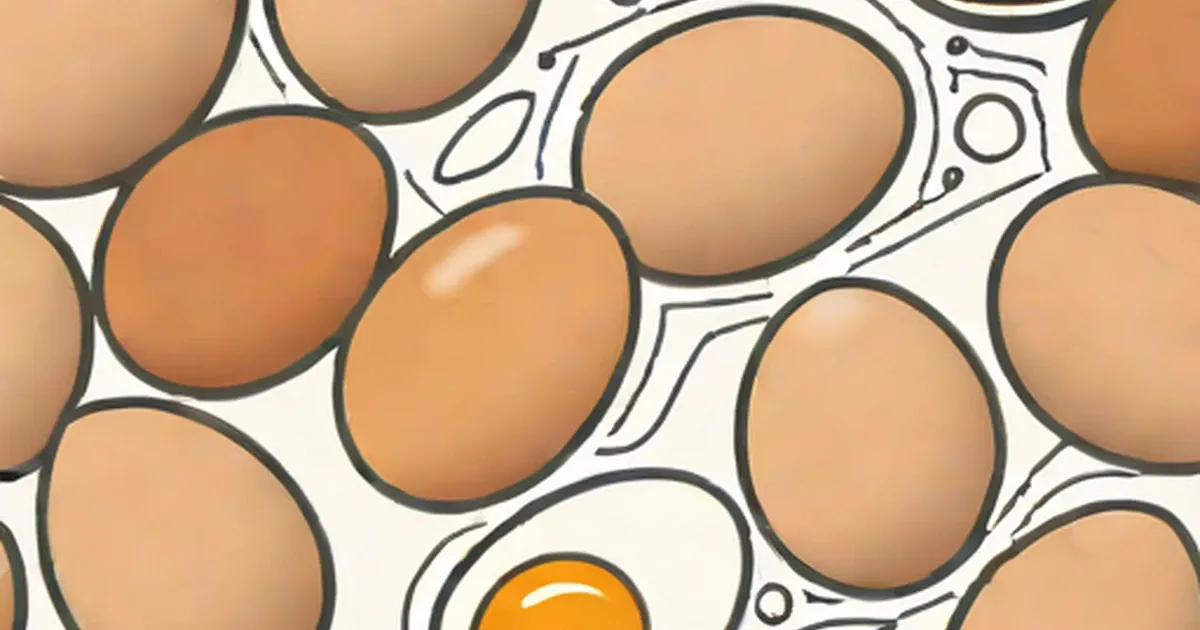Brown eggs with one cracked open showing a bright yellow yolk