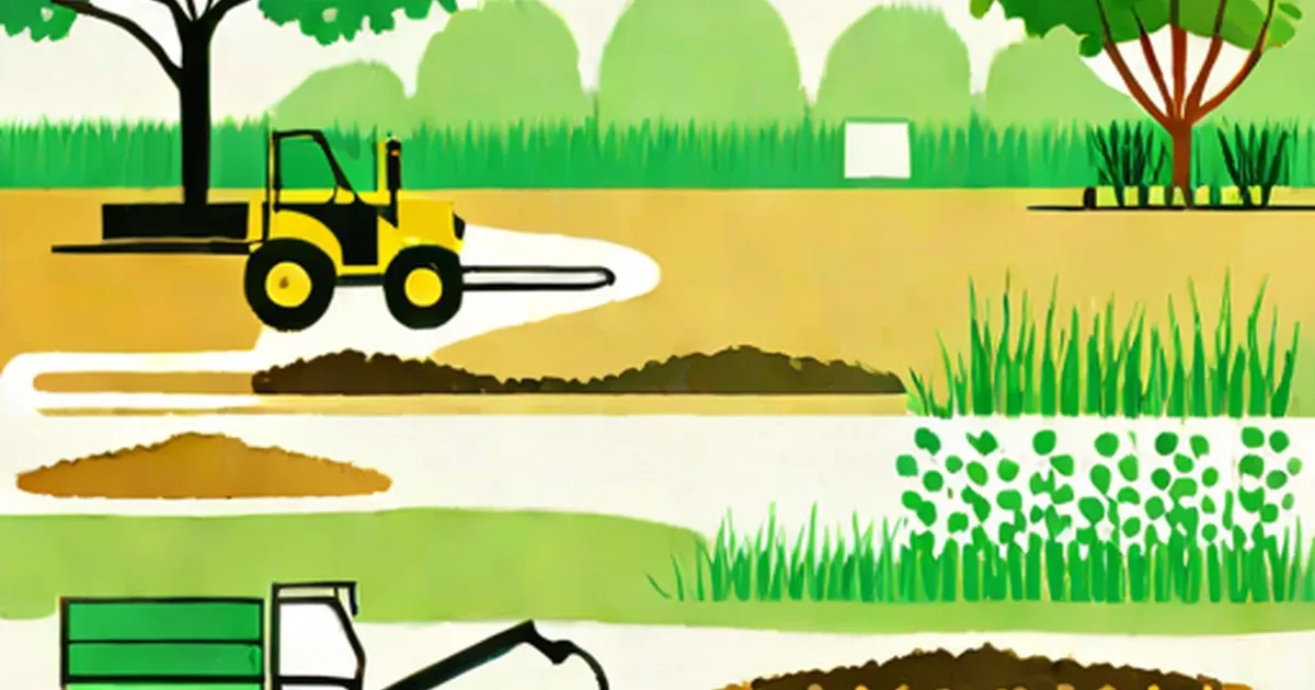 Tractor spreading fertilizer on a field