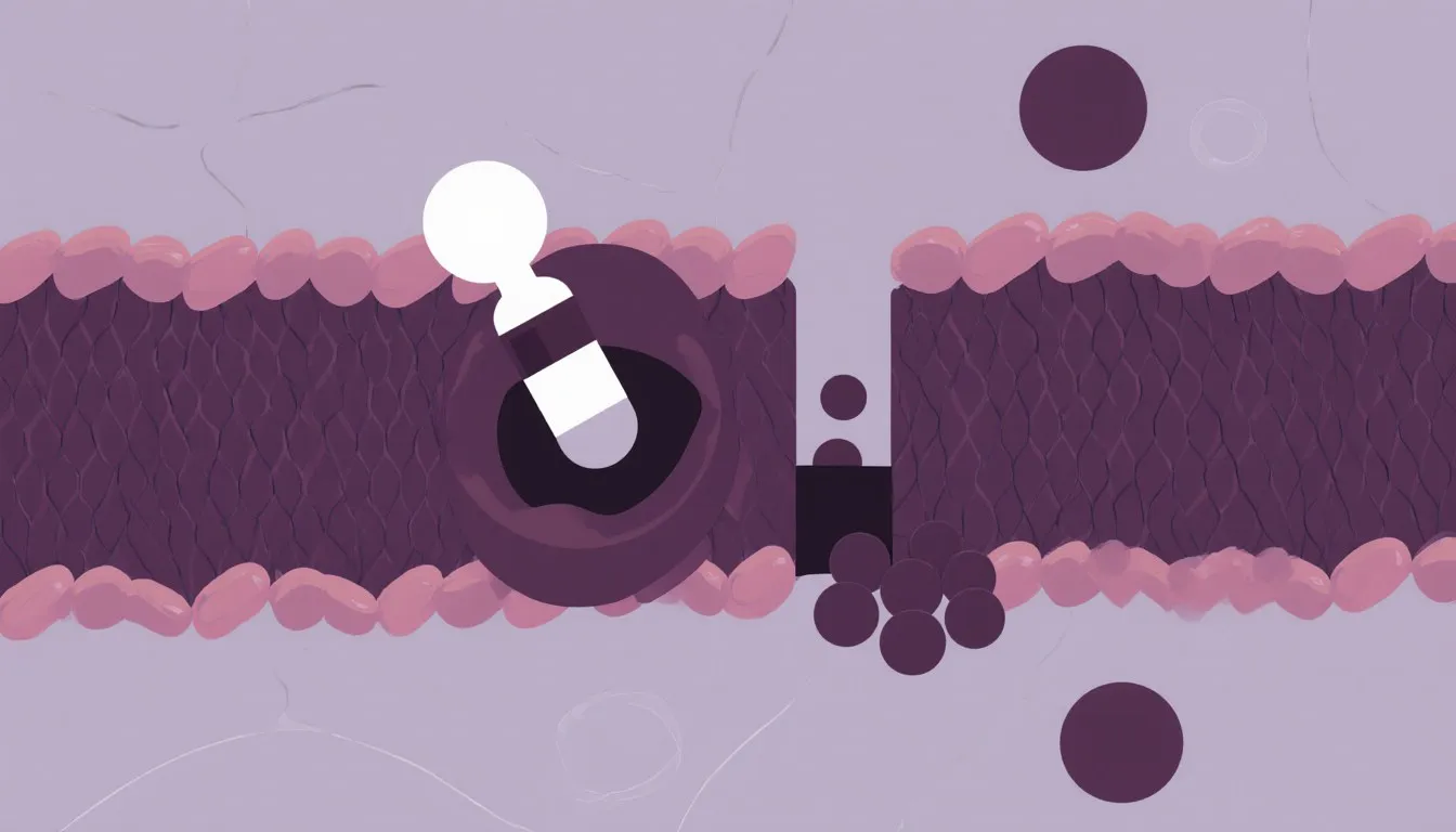 Illustration of an insulin molecule docking into a cell receptor as a channel opens to let glucose enter the cell