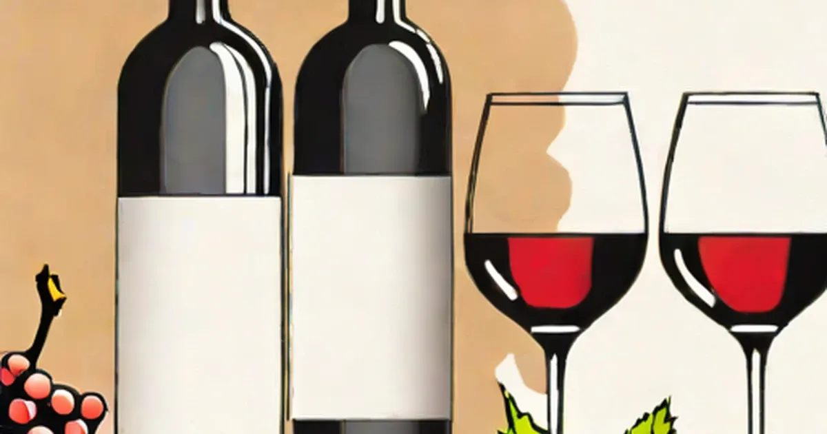 Two wine bottles and two glasses of red wine