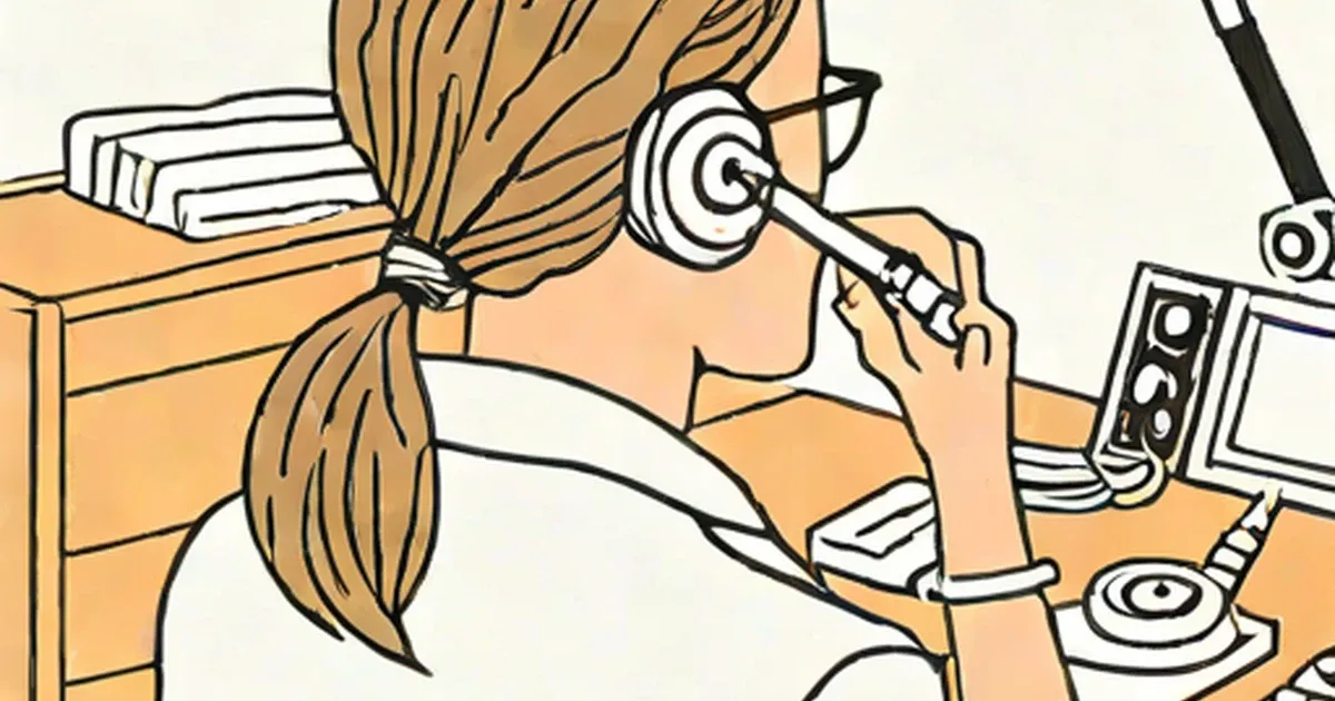 Person undergoing an ear examination with an otoscope and audio diagnostic equipment