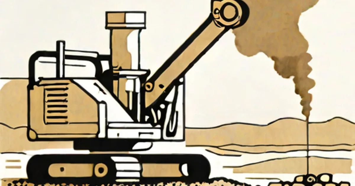 Sandblaster on tracked base with engine, hopper, and angled arm spraying abrasive sand