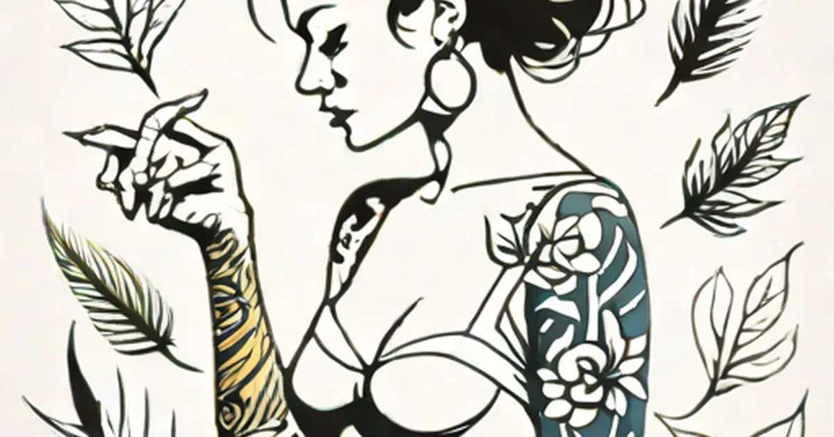 Women with various tattoos including feathers, florals, and geometric patterns on their bodies