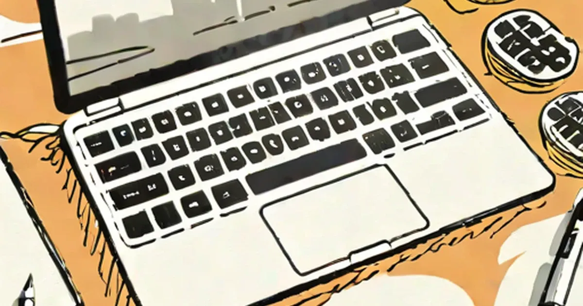 Laptop keyboard with black keys and nearby cleaning brushes