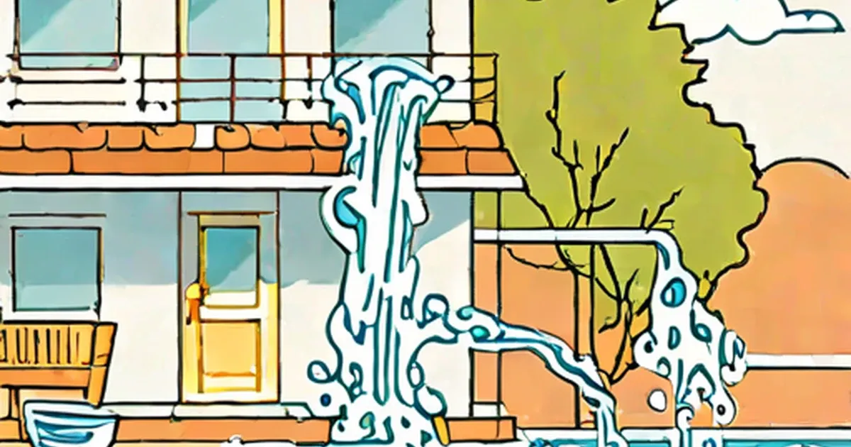 Water cascading from roof through house walls to foundation