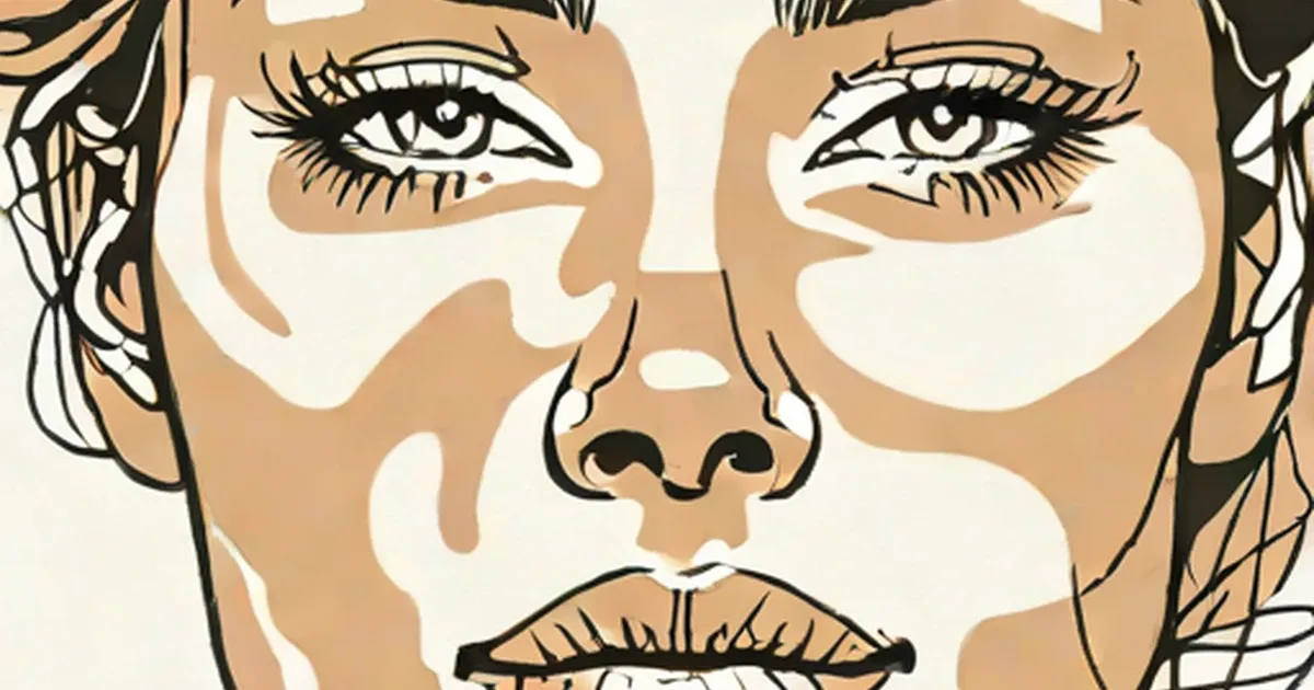 Woman’s face showing dry skin patches highlighted in cream-colored tones