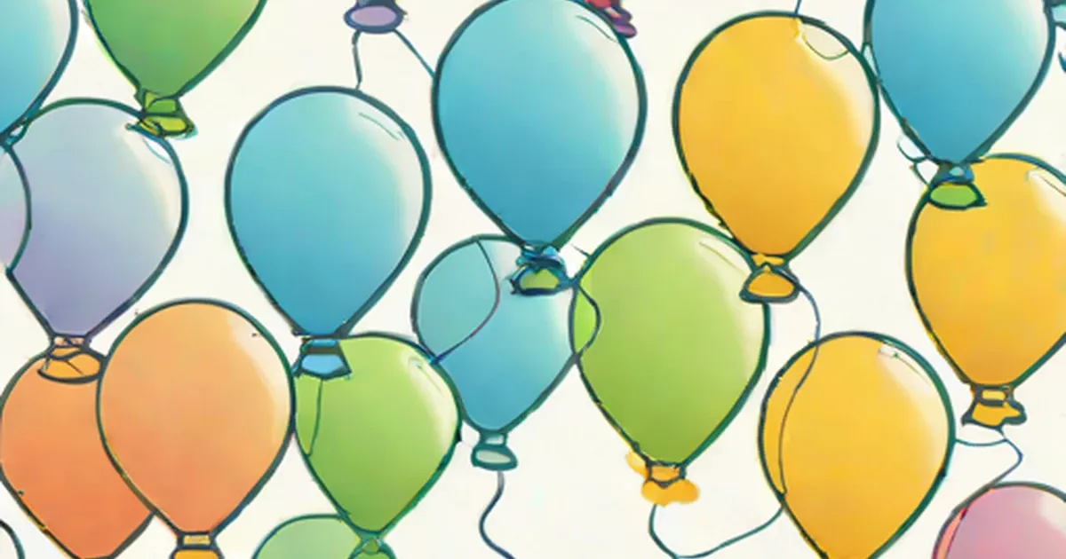 Brightly colored balloons in blue, green, yellow, orange and pink