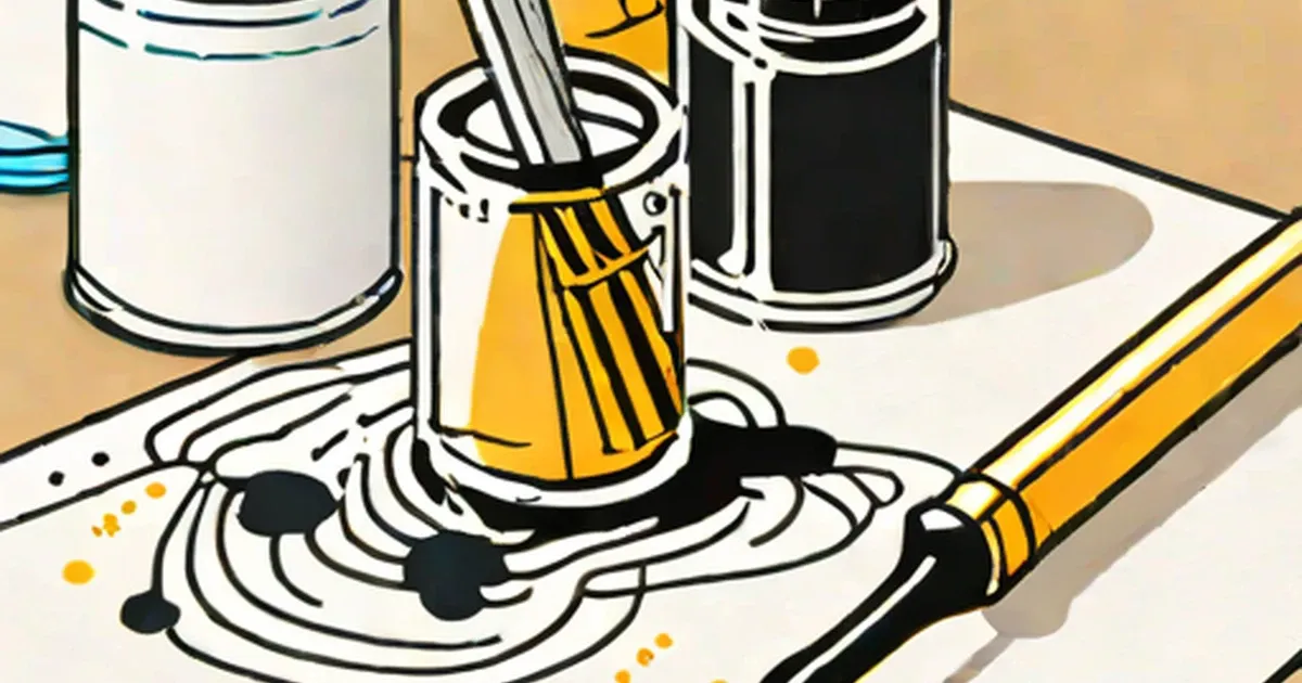 Brush applying white glue from jars onto a work surface