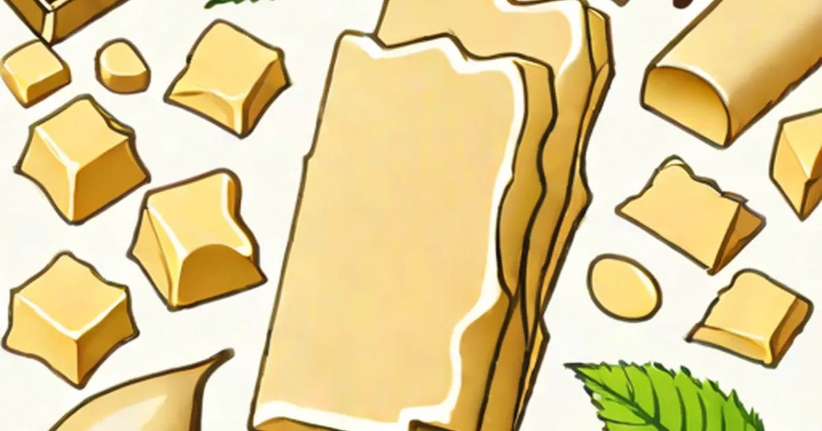 White chocolate bar and chunks with fresh mint leaves on light background