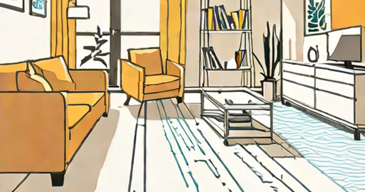 Sunlit living room showing floor fading patterns from window light