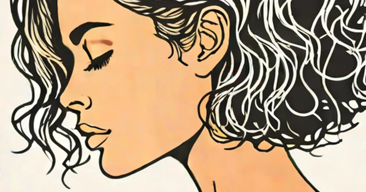 Side profile of woman with full, wavy hair