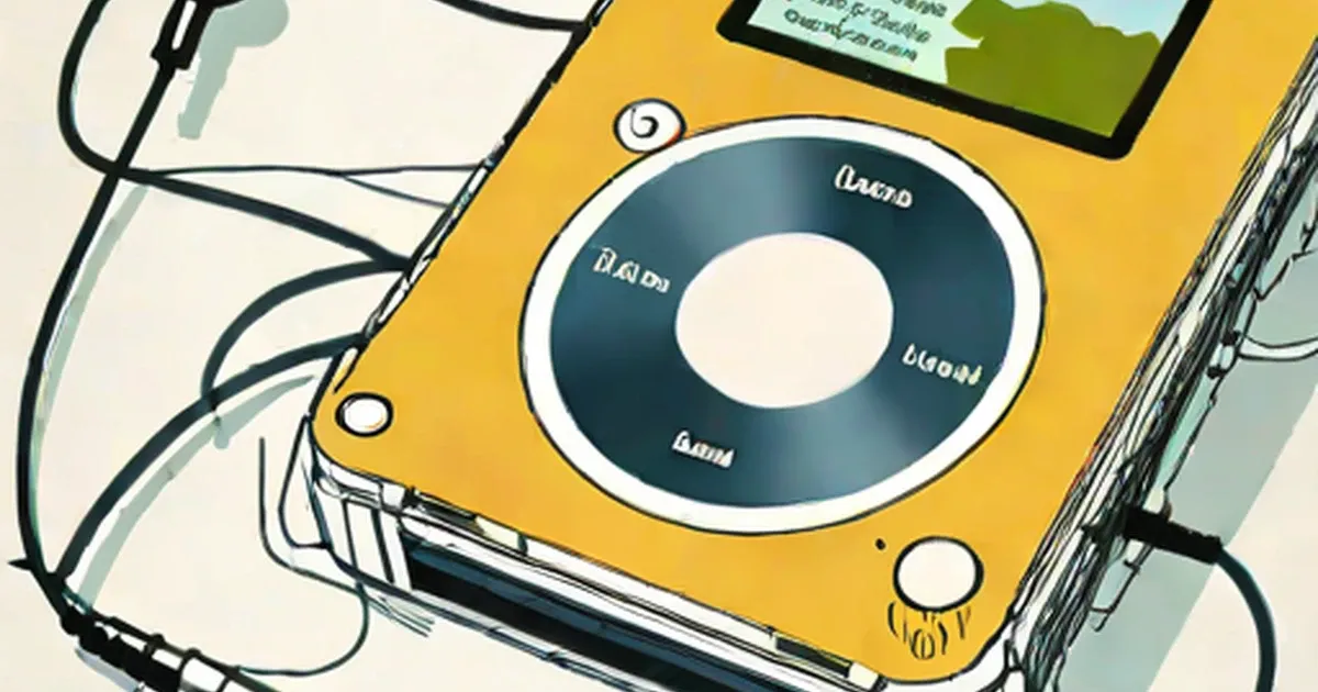 Yellow iPod with white earbuds