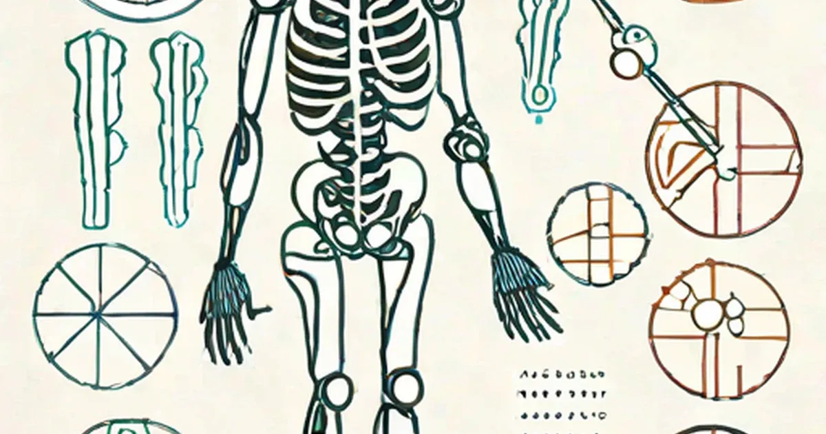 Skeleton surrounded by circular genetic diagrams and DNA sequence illustrations