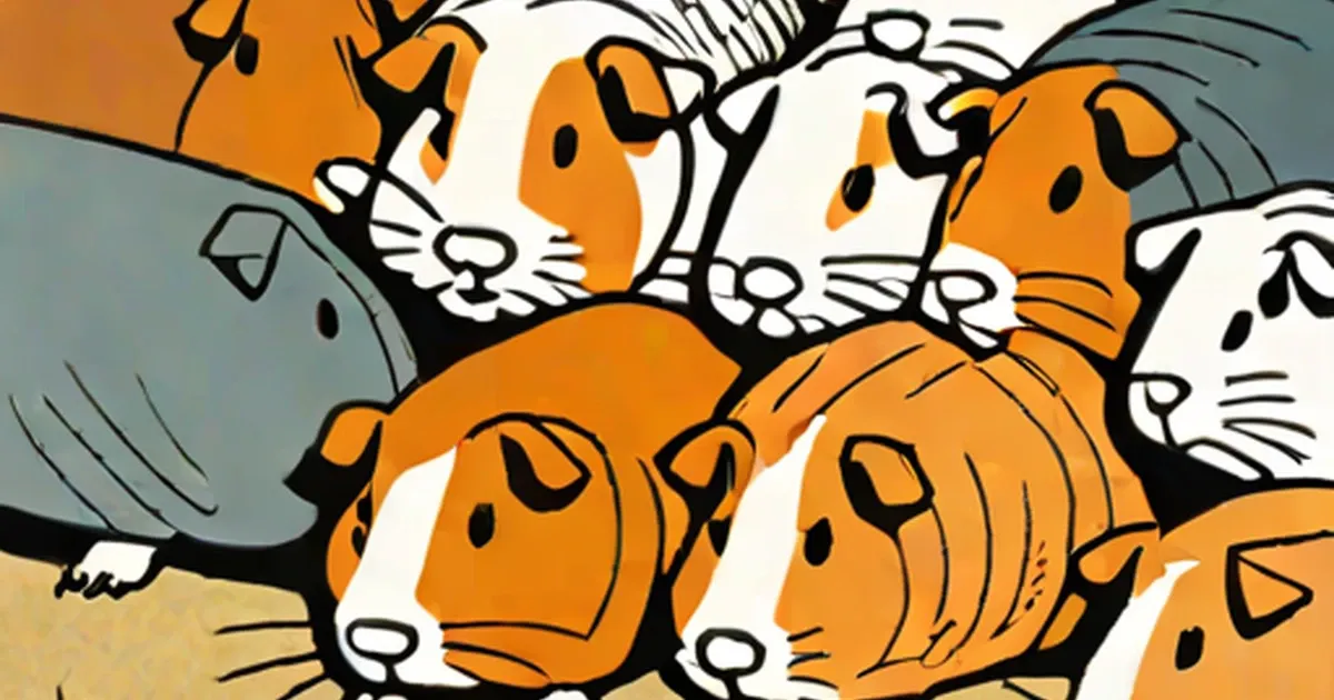 Guinea pigs with orange and white patches drawn in cartoon style