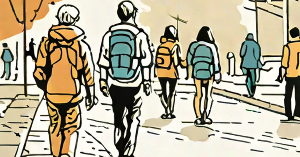People jogging and walking on an urban street in colorful active wear