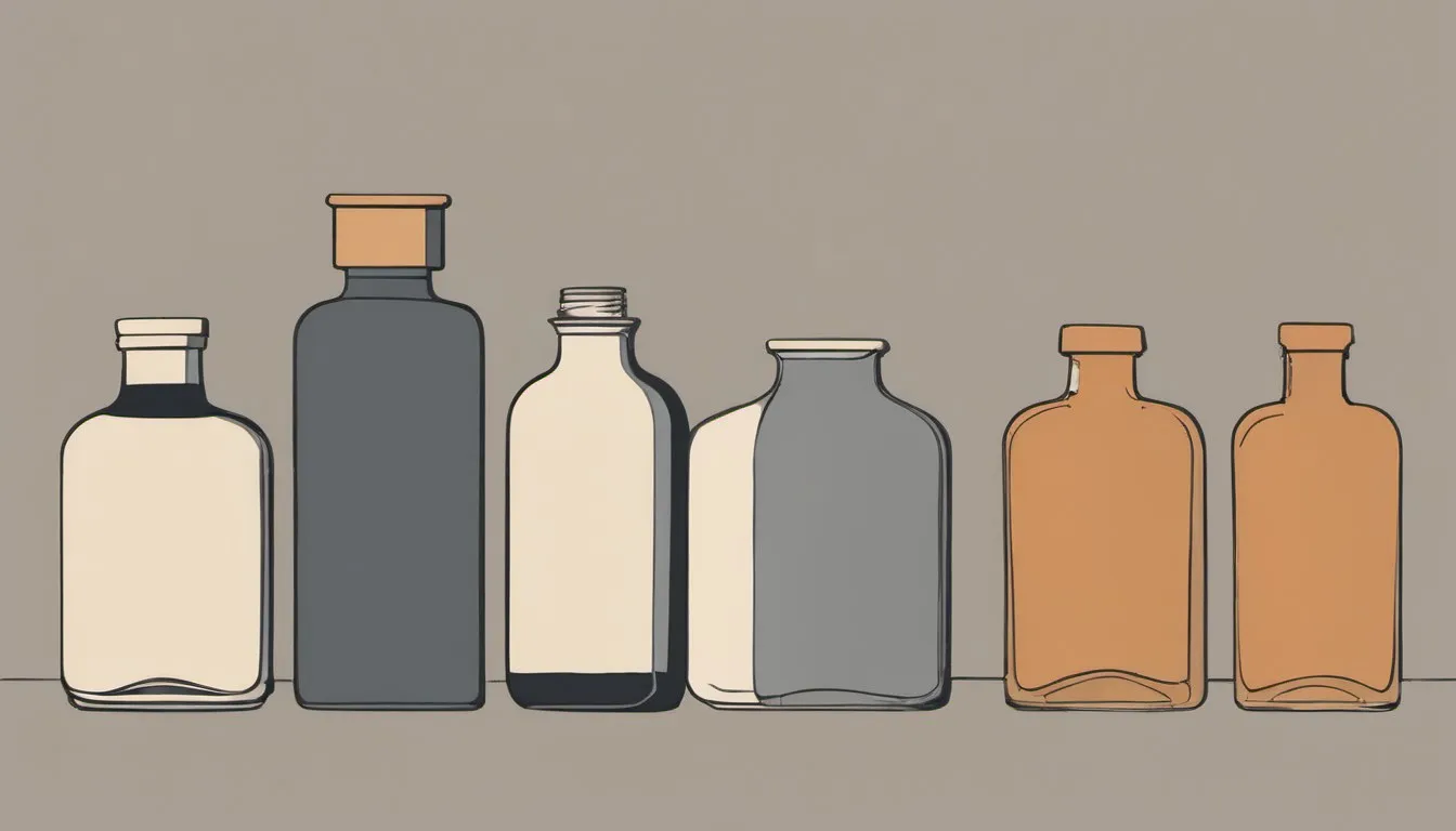 Row of supplement bottles, with one glowing amber among several plain grey ones