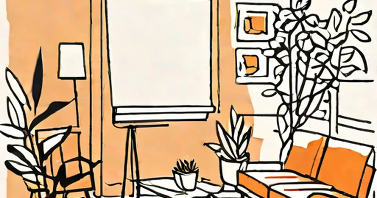 Warm sunlight streams through windows into a room with houseplants