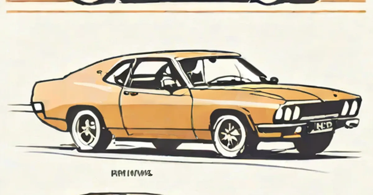 Illustration of a yellow 1970s muscle car with the driver’s door open