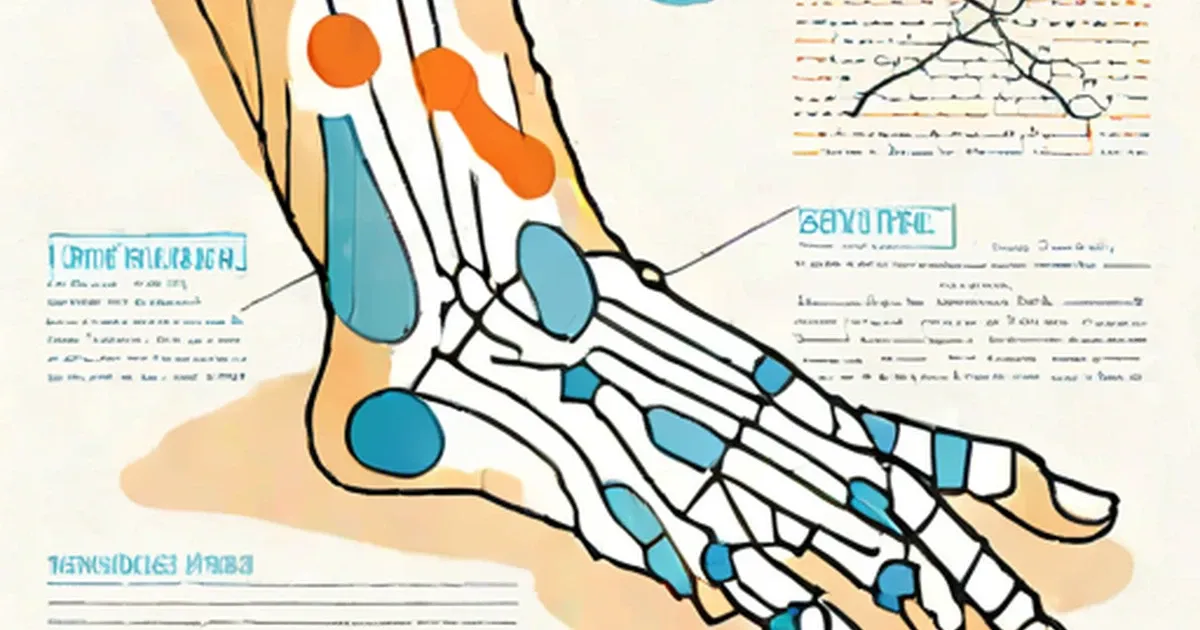 Anatomical illustration showing foot and leg nerves highlighted in blue