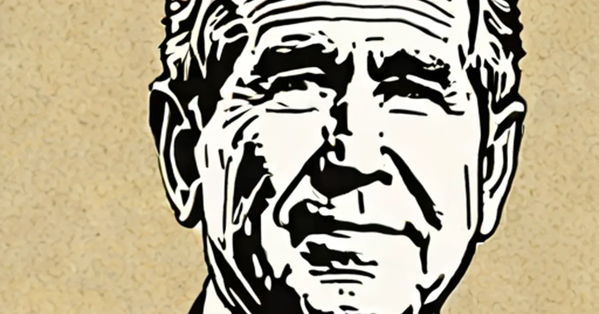 Black and white stylized portrait of George W. Bush