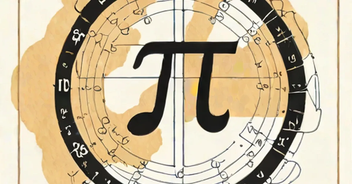 Black pi symbol surrounded by geometric circles containing mathematical equations