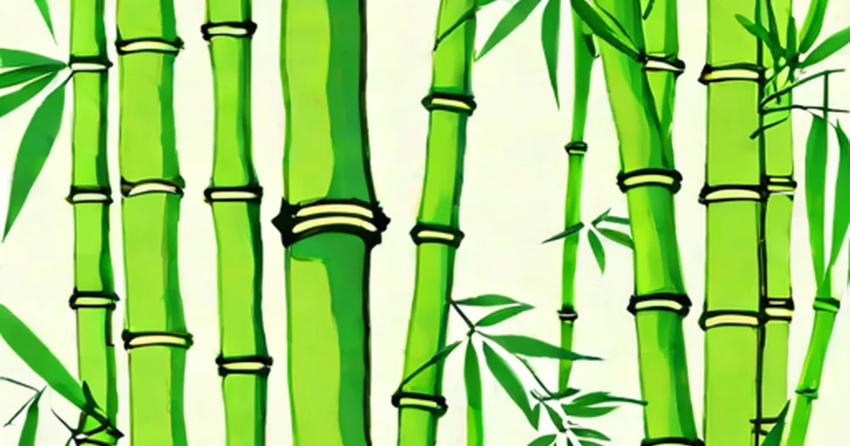 Bright green bamboo stalks with segmented nodes and dark green leaves