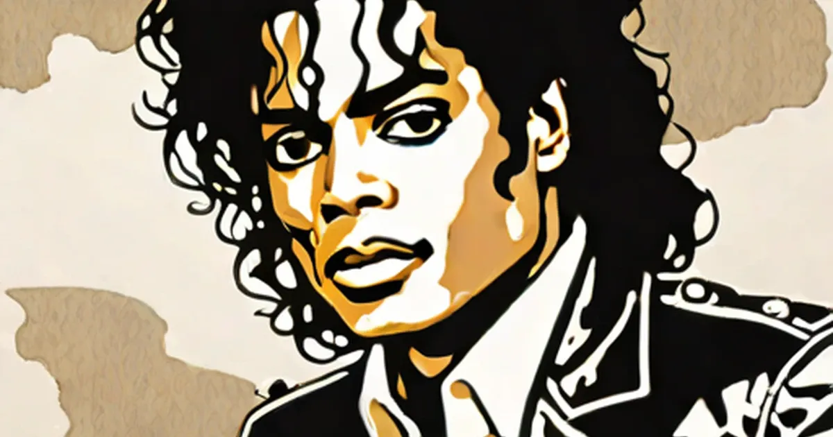 Pop art portrait of Michael Jackson with split facial coloring