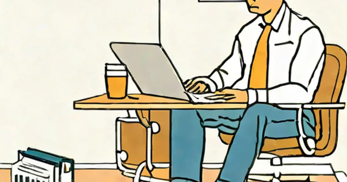 Man in business attire working at desk with laptop