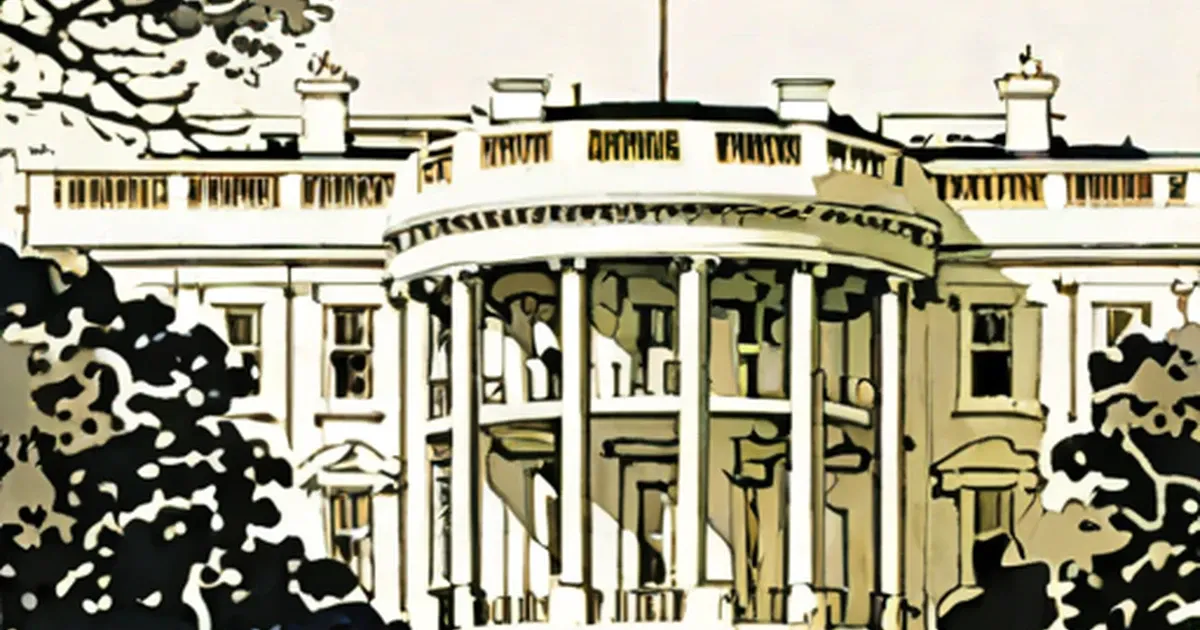 White House front facade with columns and trees