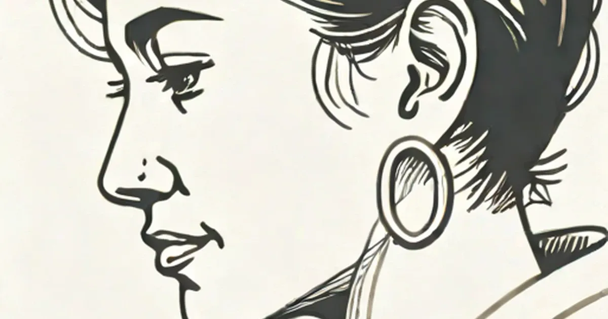 Sketch of two people with one ear circled and radiating lines