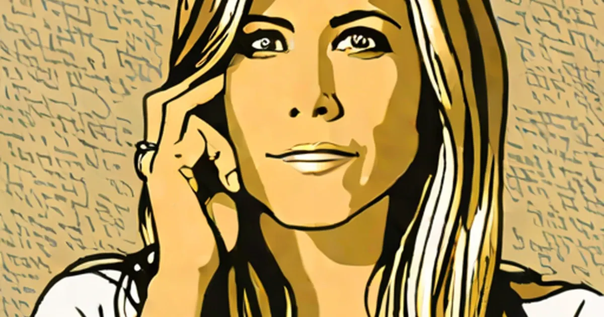 Jennifer Aniston illustrated on a phone call
