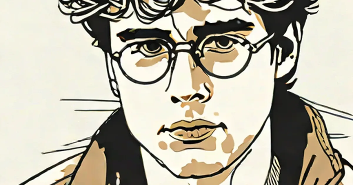 Illustrated portrait of Jesse Harding Pomeroy wearing glasses