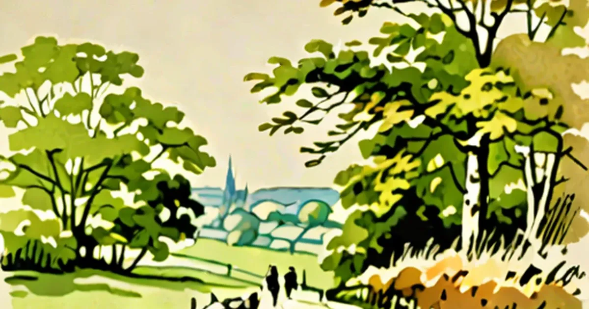 Stone bridge crossing a river through green English countryside framed by trees