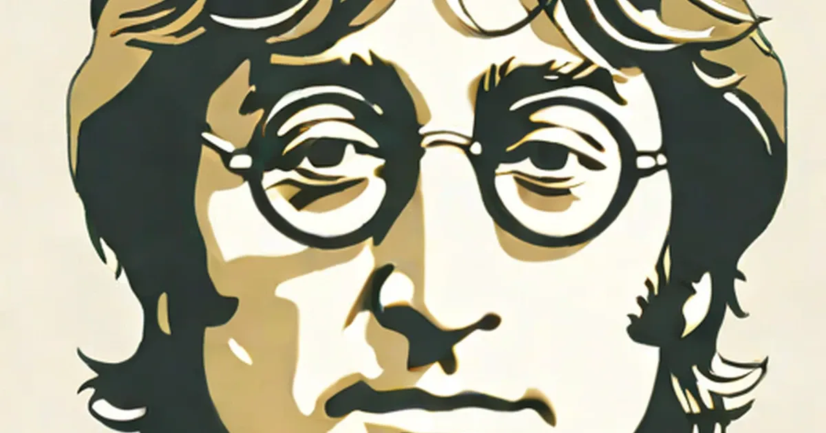 Illustrated portrait of John Lennon wearing round glasses