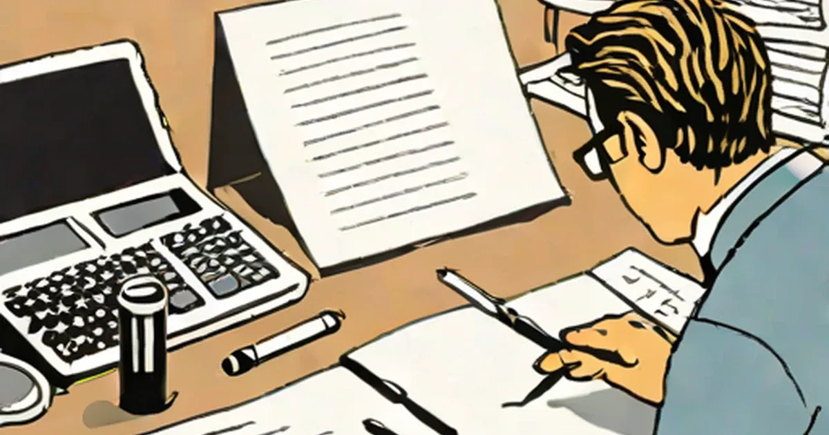 Journalist working at desk with typewriter and papers