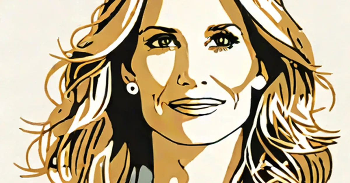 Illustration of Julia Roberts with long wavy blonde hair and bold black eye makeup