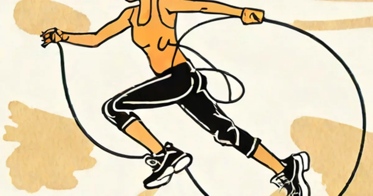 Illustrated person performing a jump rope trick