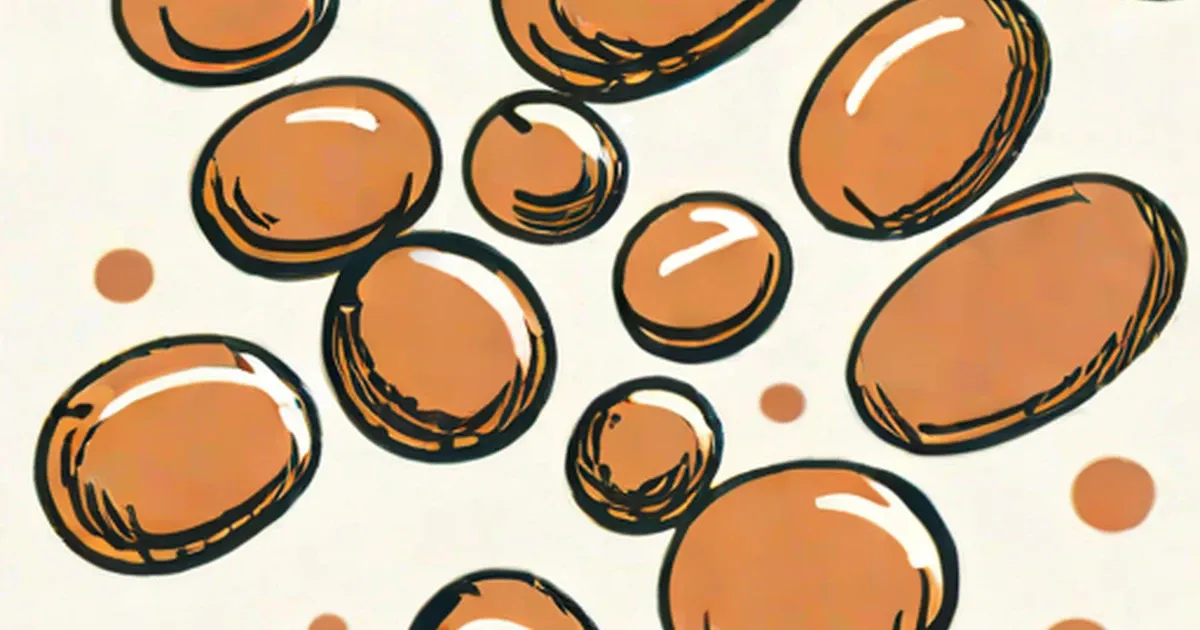 Illustrated kidney stones in tan and orange tones