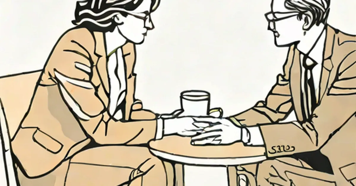 A man and woman face each other across a table in silence