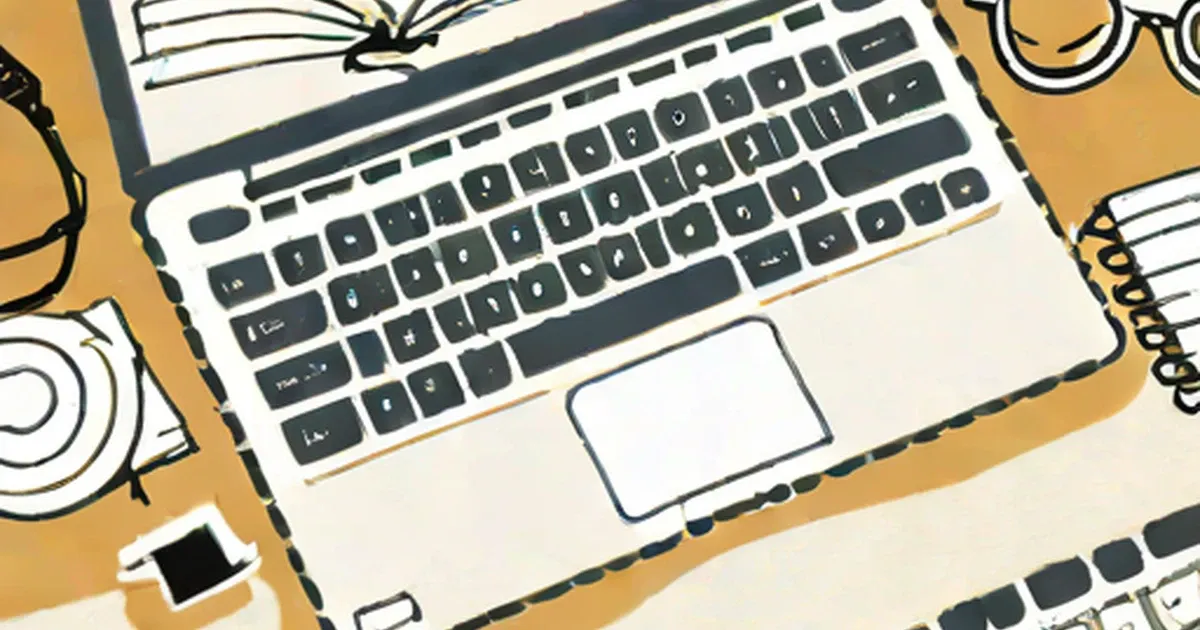 Laptop with black keyboard and white base viewed from above