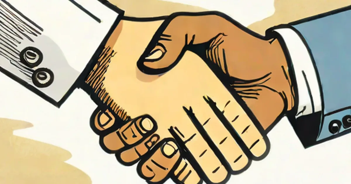 Latif and Gilchrist clasp hands in a firm handshake