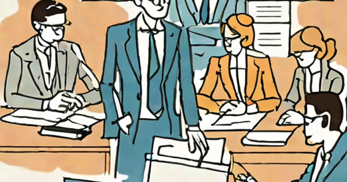 Professionals in business attire working at desks in an office