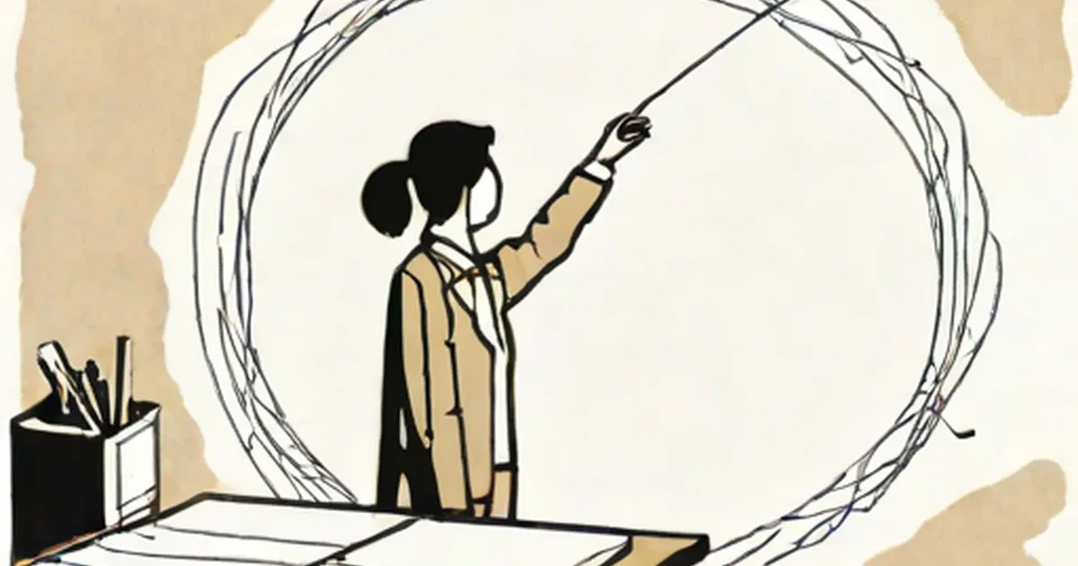 Person directing curved lines with raised arm