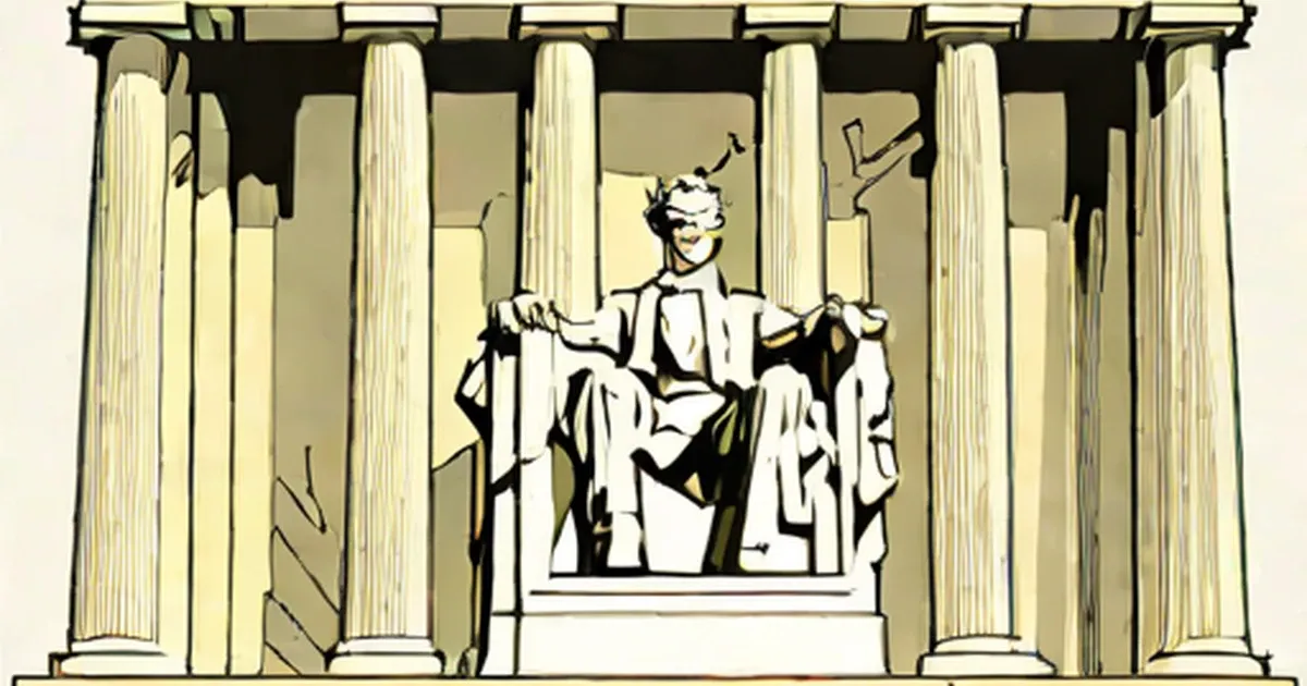 Lincoln’s statue seated inside the memorial with classical columns
