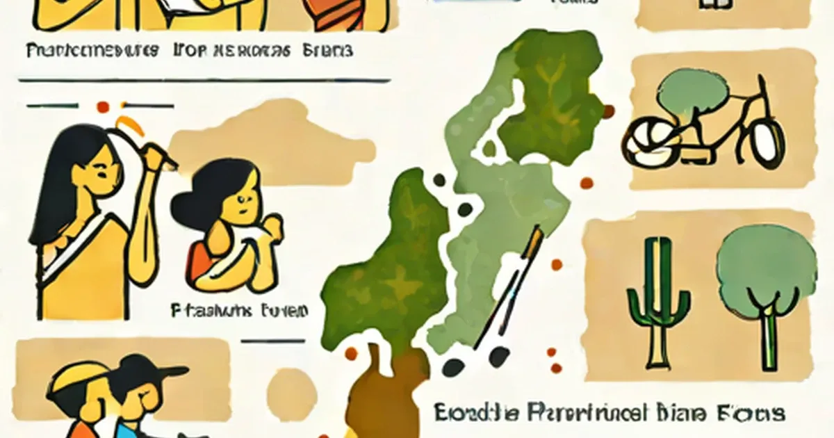 Illustrated map showing Philippines with cultural icons and ethnic group figures