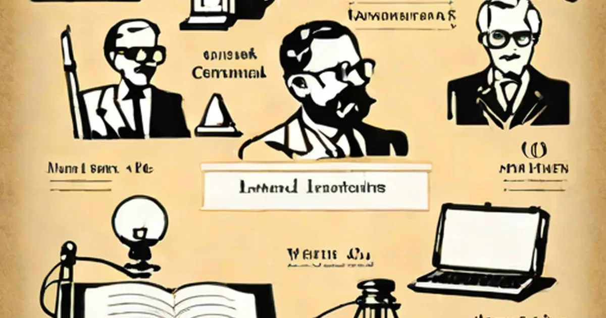 Black silhouettes of male inventors with their inventions on a vintage cream-colored background