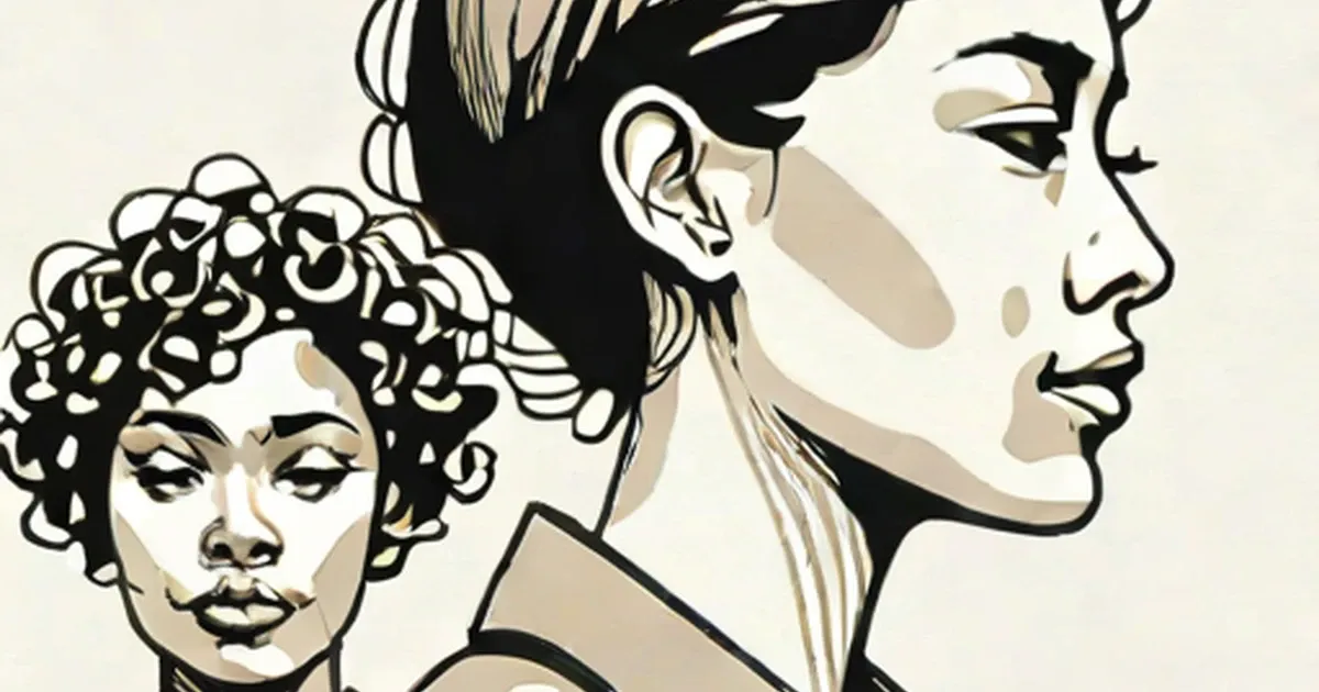 Illustrated faces showing human diversity through varied facial features and hair types