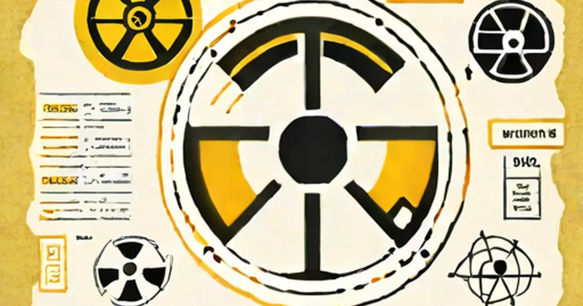 Radiation hazard symbols and atomic diagrams in yellow and black