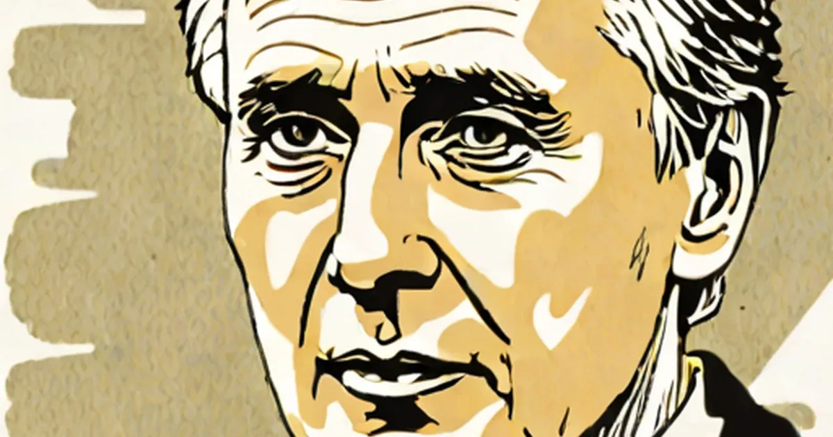 Stylized portrait of Alexander Litvinenko in high-contrast black ink and tan